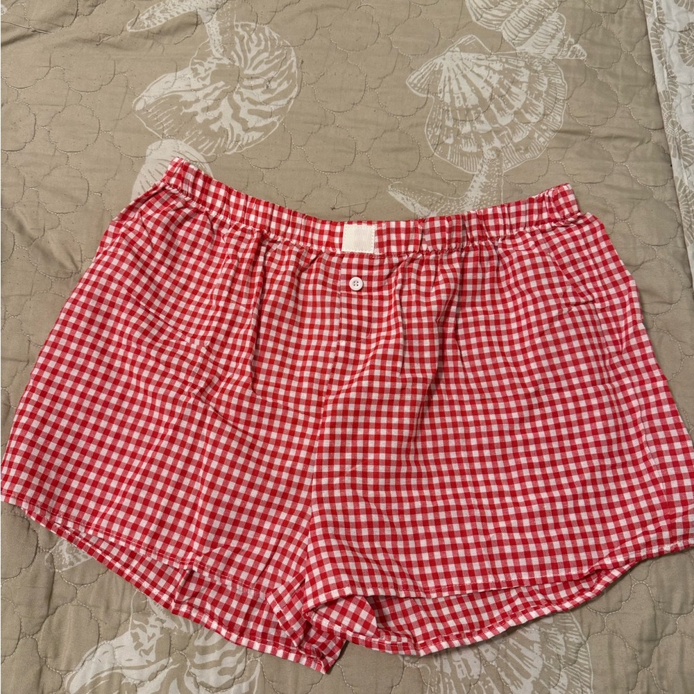 Red Gingham Checkered Shorts